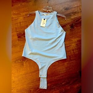 Racerback Sleeveless Halter Neck Bodysuit in light blue